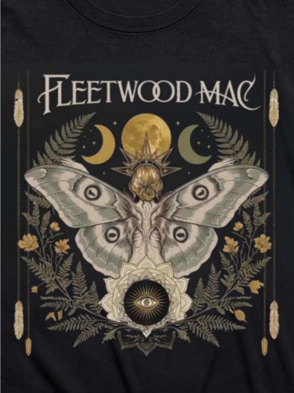 Gildan Black Fleetwood Mac Moth & Moon Graphic Tee - Picture 2 of 2